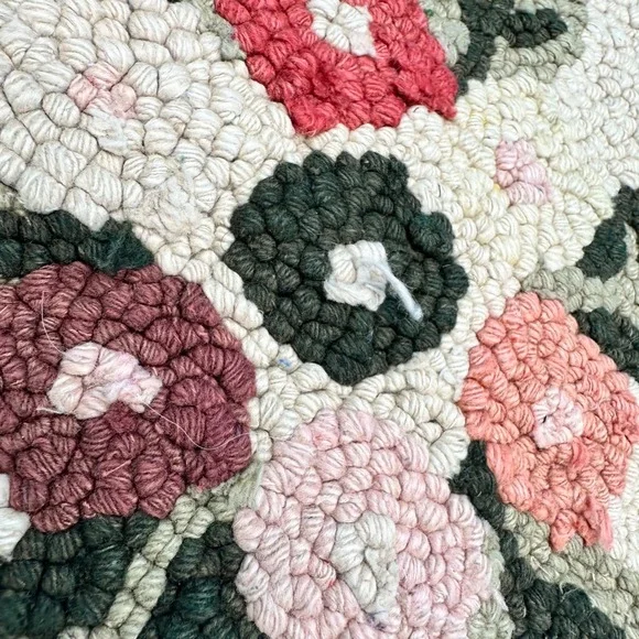 Antique Cape Guild Handmade Cotton Hook Chair Rug Pad Seat Cover Japan Wool - Picture 5 of 6